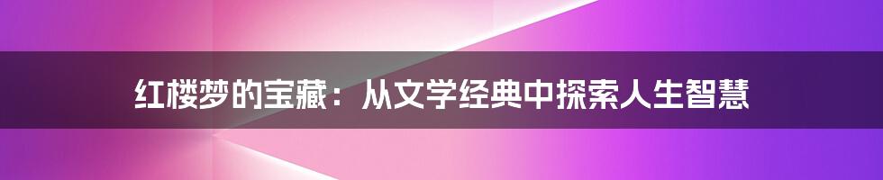 红楼梦的宝藏：从文学经典中探索人生智慧