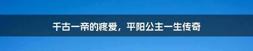 千古一帝的疼爱，平阳公主一生传奇