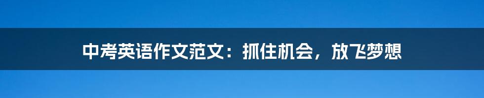 中考英语作文范文:抓住机会,放飞梦想