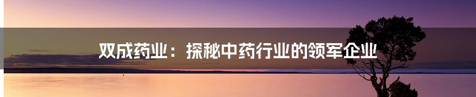 双成药业:探秘中药行业的领军企业