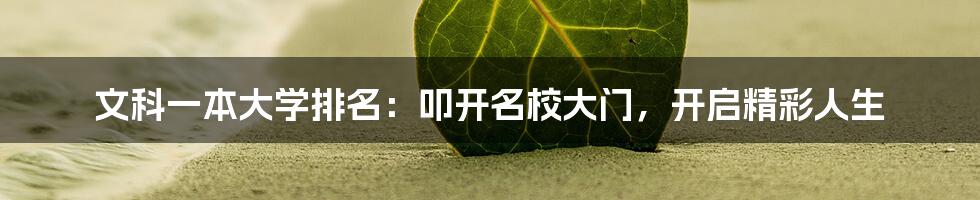 文科一本大学排名:叩开名校大门,开启精彩人生