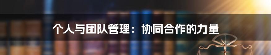 个人与团队管理:协同合作的力量