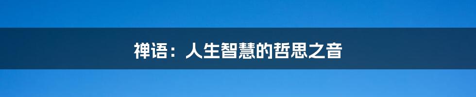 禅语：人生智慧的哲思之音