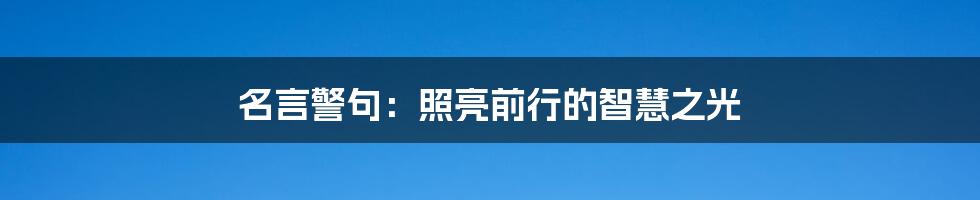 名言警句：照亮前行的智慧之光
