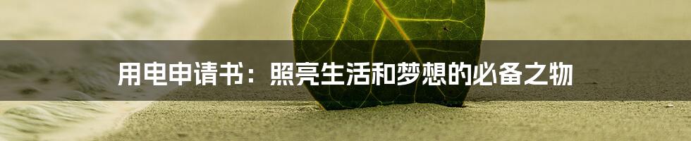 用电申请书:照亮生活和梦想的必备之物