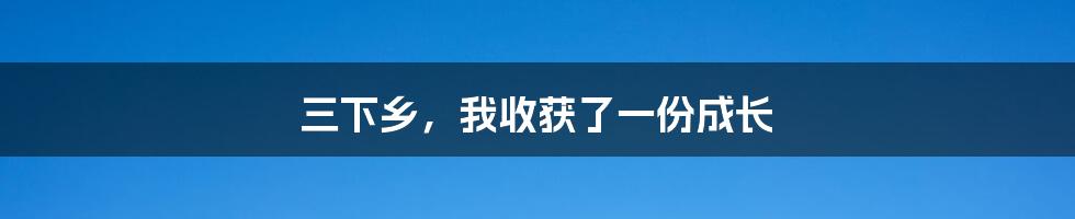 三下乡，我收获了一份成长