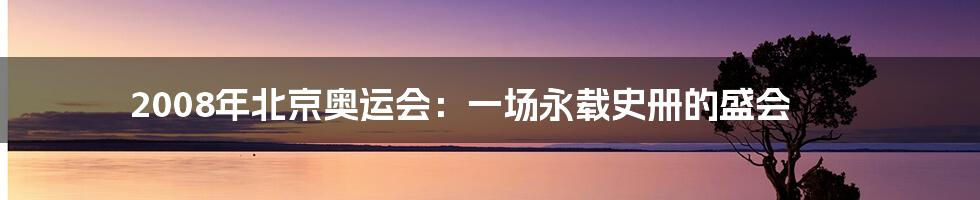 2008年北京奥运会：一场永载史册的盛会