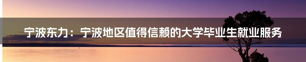 宁波东力：宁波地区值得信赖的大学毕业生就业服务