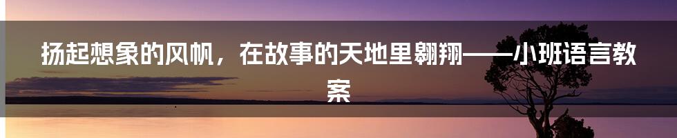 扬起想象的风帆,在故事的天地里翱翔——小班语言教案