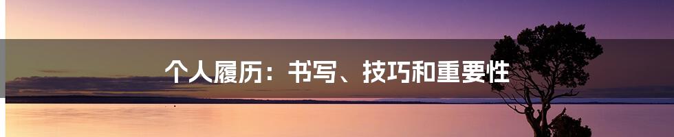 个人履历：书写、技巧和重要性