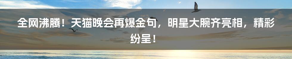 全网沸腾!天猫晚会再爆金句,明星大腕齐亮相,精彩纷呈!