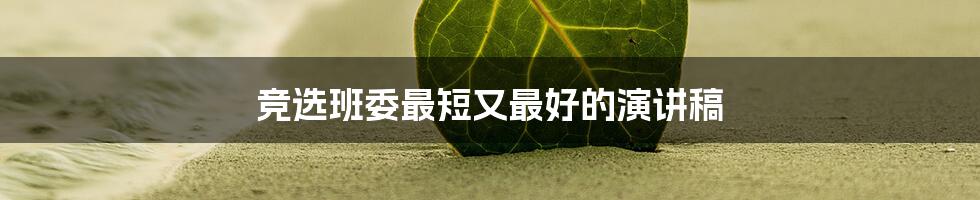 竞选班委最短又最好的演讲稿