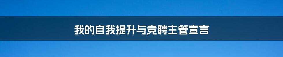我的自我提升与竞聘主管宣言