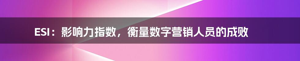ESI:影响力指数,衡量数字营销人员的成败