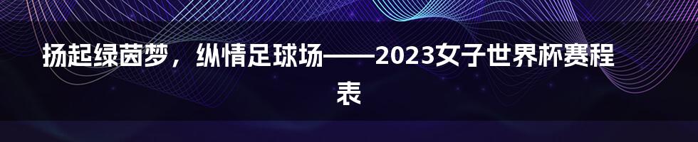 扬起绿茵梦，纵情足球场——2023女子世界杯赛程表