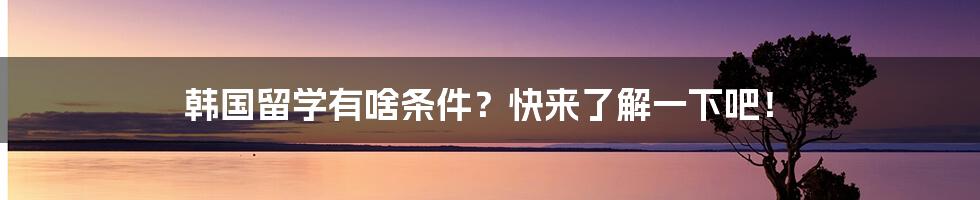 韩国留学有啥条件?快来了解一下吧!