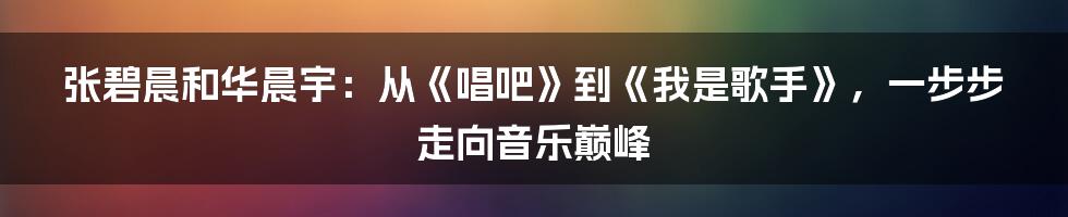 张碧晨和华晨宇:从《唱吧》到《我是歌手》,一步步走向音乐巅峰