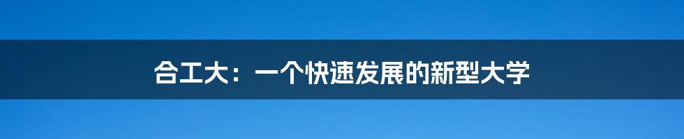 合工大:一个快速发展的新型大学
