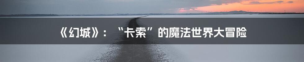 《幻城》:“卡索”的魔法世界大冒险
