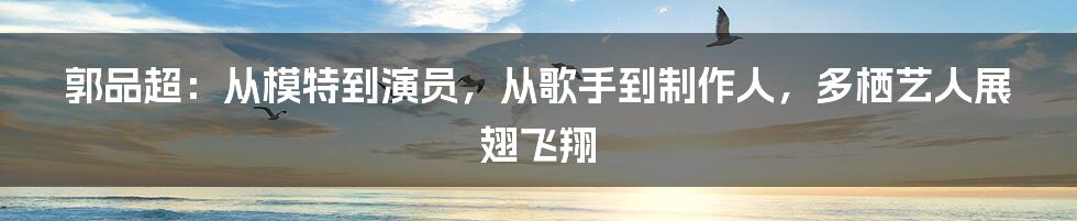 郭品超：从模特到演员，从歌手到制作人，多栖艺人展翅飞翔