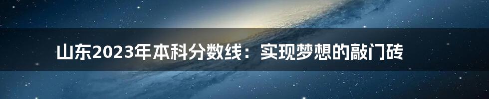 山东2023年本科分数线：实现梦想的敲门砖