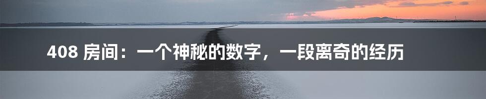 408 房间:一个神秘的数字,一段离奇的经历