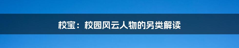 校宝：校园风云人物的另类解读