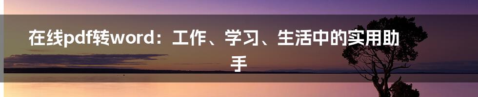 在线pdf转word：工作、学习、生活中的实用助手