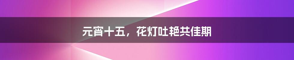 元宵十五，花灯吐艳共佳期