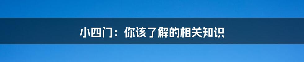 小四门：你该了解的相关知识