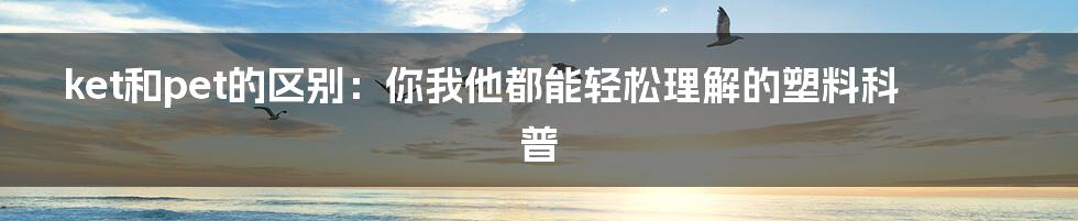 ket和pet的区别：你我他都能轻松理解的塑料科普