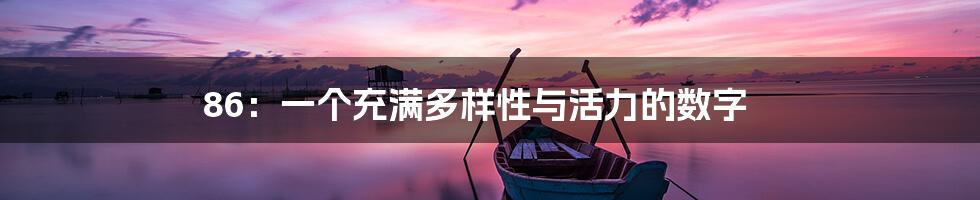 86：一个充满多样性与活力的数字