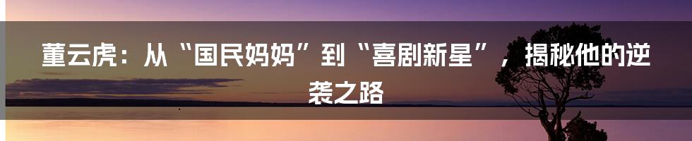 董云虎:从“国民妈妈”到“喜剧新星”,揭秘他的逆袭之路