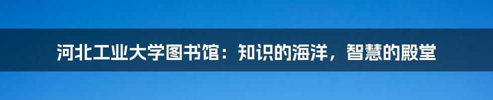河北工业大学图书馆:知识的海洋,智慧的殿堂