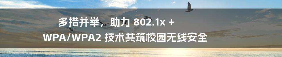 多措并举，助力 802.1x + WPA/WPA2 技术共筑校园无线安全