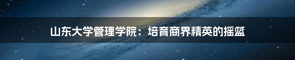 山东大学管理学院:培育商界精英的摇篮