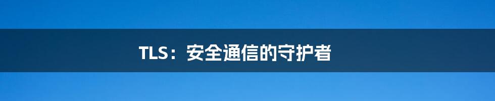 TLS:安全通信的守护者