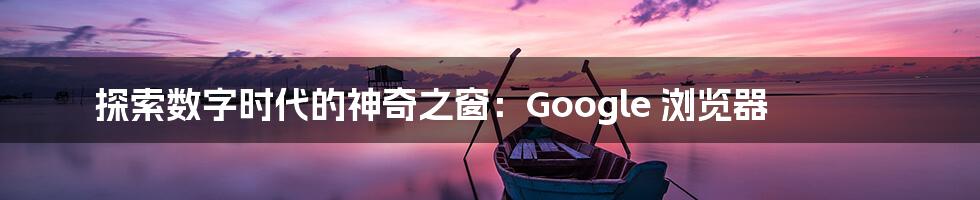 探索数字时代的神奇之窗：Google 浏览器