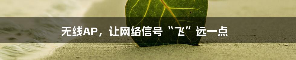 无线AP,让网络信号“飞”远一点