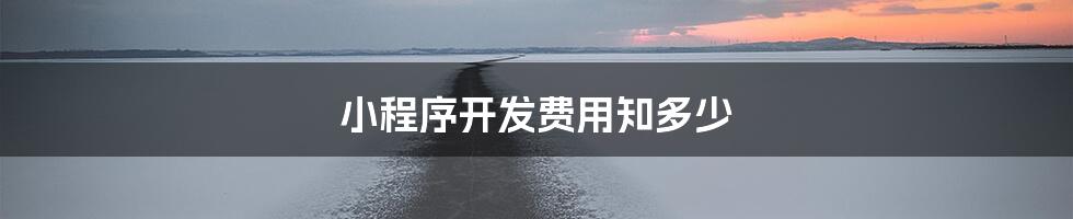 小程序开发费用知多少