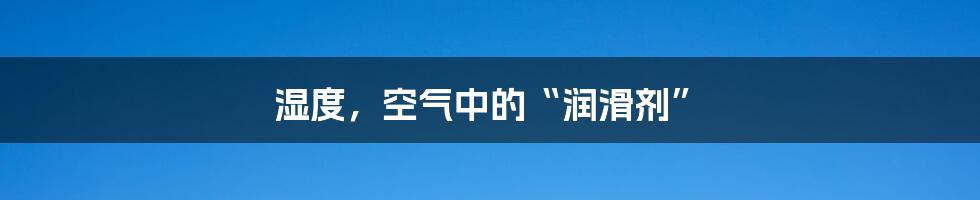 湿度，空气中的“润滑剂”