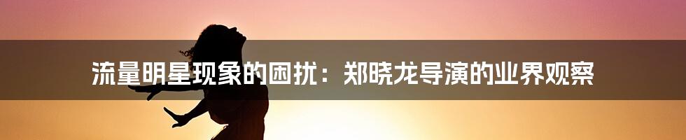 流量明星现象的困扰：郑晓龙导演的业界观察