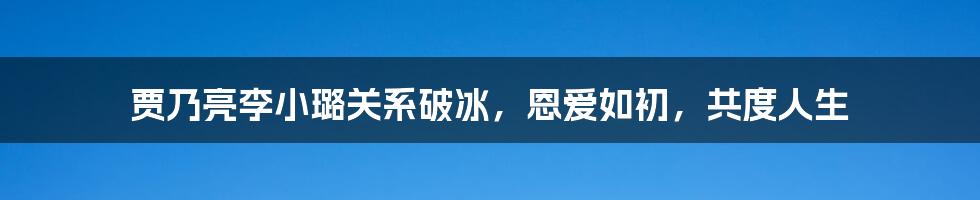 贾乃亮李小璐关系破冰,恩爱如初,共度人生