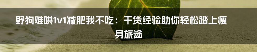 野狗难哄1v1减肥我不吃:干货经验助你轻松踏上瘦身旅途
