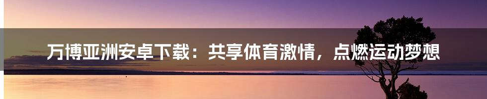 万博亚洲安卓下载：共享体育激情，点燃运动梦想