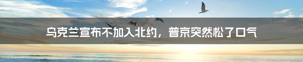 乌克兰宣布不加入北约，普京突然松了口气