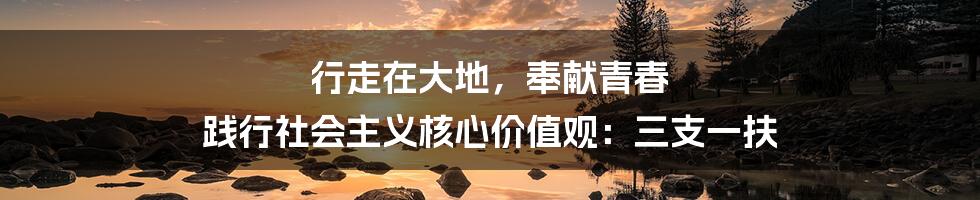 行走在大地，奉献青春 践行社会主义核心价值观：三支一扶