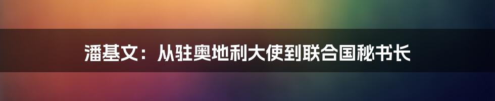 潘基文:从驻奥地利大使到联合国秘书长