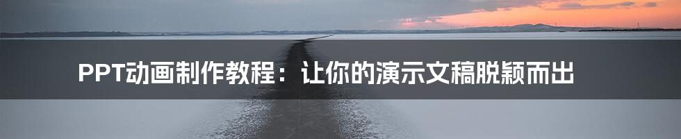 PPT动画制作教程:让你的演示文稿脱颖而出
