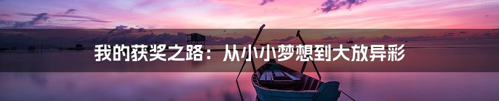 我的获奖之路:从小小梦想到大放异彩